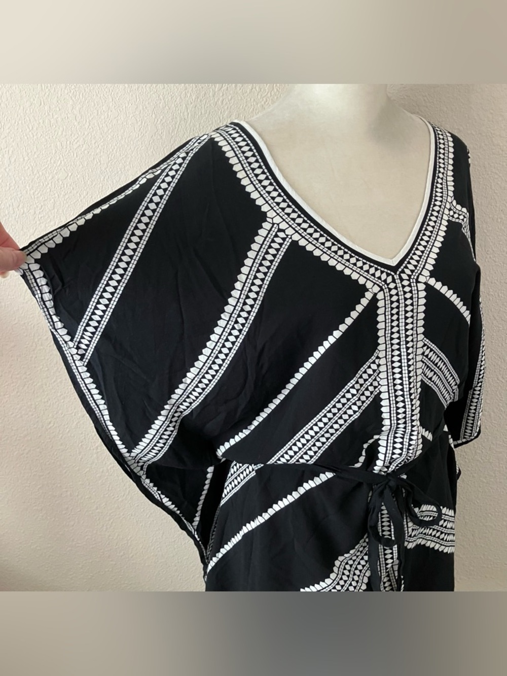 STELLA & DOT Gemma Kimono Tunic M Swim Cover-Up Beach Resort Boho Festival Black - Picture 4 of 11